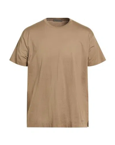 Corneliani Man T-shirt Khaki Size 40 Cotton In Brown