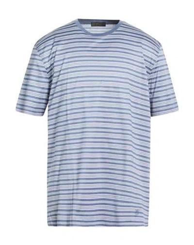 Corneliani Man T-shirt Slate Blue Size 46 Cotton