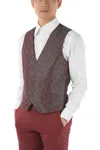 Corneliani Maroon Double Breasted Waistcoat In Multi