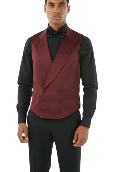 Corneliani Double-breasted Peak-lapel Waistcoat In Burgundy