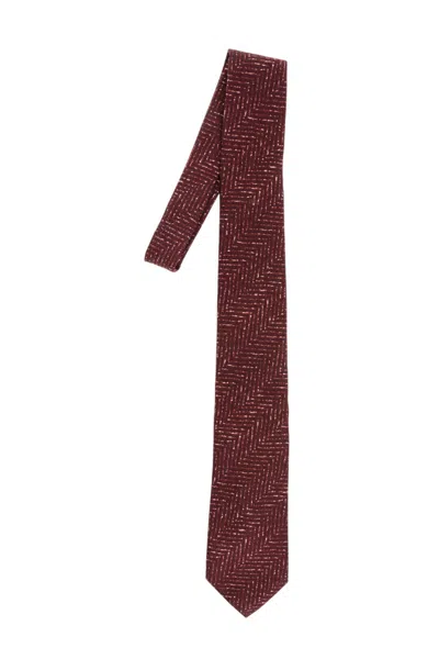 Corneliani Maroon Textured Tie In Burgundy