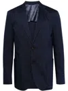 Corneliani Mélange-effect Single-breasted Blazer In Blau