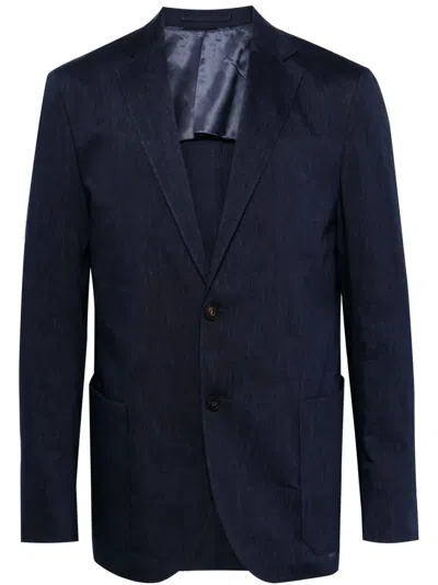 Corneliani Mélange-effect Single-breasted Blazer In Blau