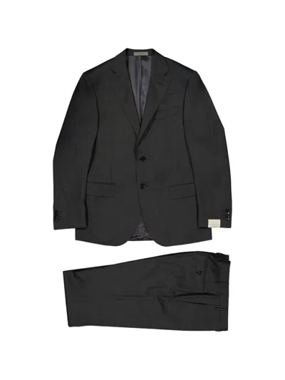 Corneliani Melange Virgin Wool Suit In Black