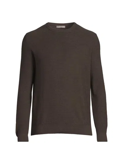 Corneliani Men's Birdseye Wool Crewneck Sweater In Brown