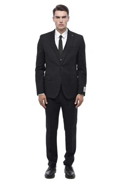 Corneliani Men Black Notched Lapel Suit
