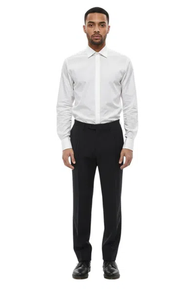Corneliani Men Black Regular Flat Front Pants