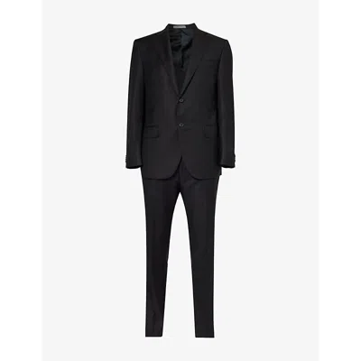 Corneliani Mens Black Single-breasted Regular-fit Wool Suit