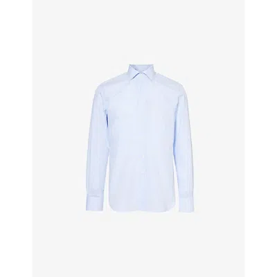 Corneliani Mens Blue Regular-fit Long-sleeve Striped Cotton Shirt