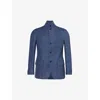 Corneliani Mens Blue Single-breasted Notched-lapel Wool And Linen-blend Jacket In Blue