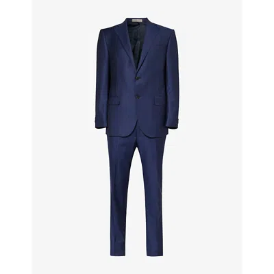 Corneliani Mens Blue Single-breasted Regular-fit Wool Suit