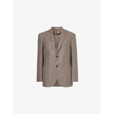 Corneliani Mens Brown Notch-lapel Regular-fit Wool And Cashmere-blend Blazer
