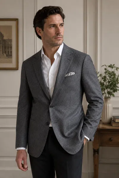 Corneliani Men's Buttoned Coat In Grey In Gray