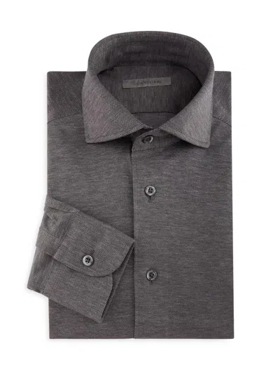 Corneliani Men's Cotton Pique Shirt In Black