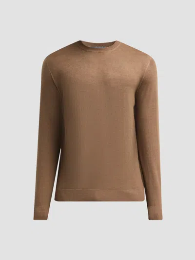 Corneliani Men's Crewneck Wool Sweater In Brown