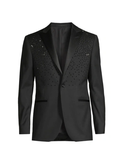 Corneliani Men's Crystal-embellished Wool One-button Dinner Jacket In Black