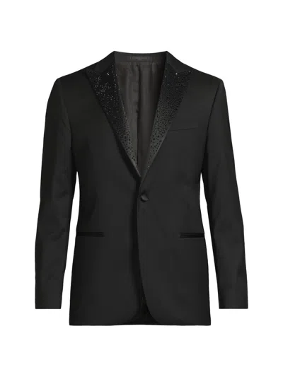 Corneliani Men's Crystal Peak Lapel Sportcoat In Black