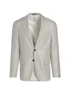 Corneliani Men's Houndstooth Silk Sport Jacket In Silver