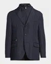 Corneliani Blue Stretch Technical Wool Jacket With Detachable Vest In Blue