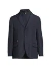 Corneliani Blue Stretch Technical Wool Jacket With Detachable Vest In Blue