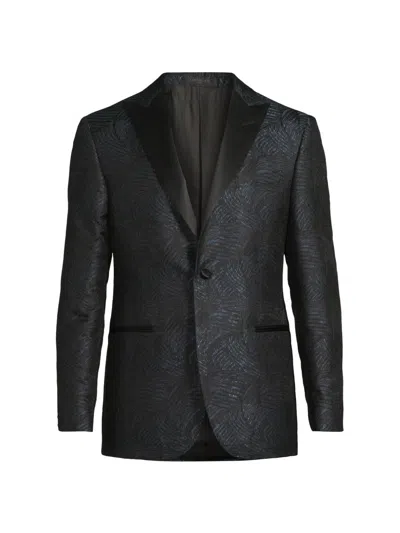 Corneliani Men's Jacquard Silk Blazer In Black