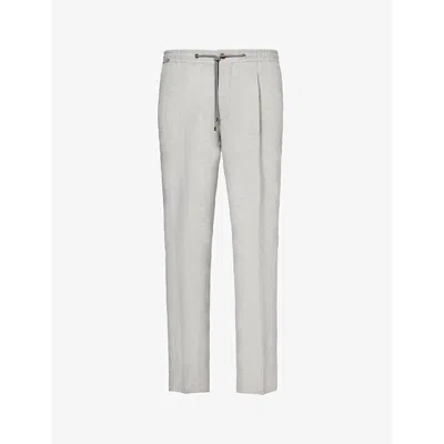 Corneliani Elasticated-waist Linen Trousers In Light Beige
