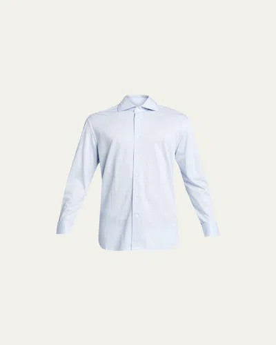Corneliani Men's Melange Sport Shirt In Light Blue Solid