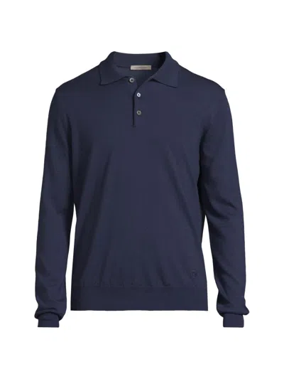Corneliani Men's Merino Wool Polo Shirt In Blue