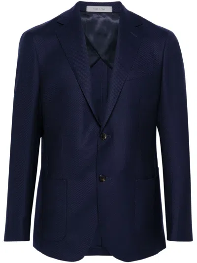 Corneliani Men Navy Blue Single-breasted Blazer