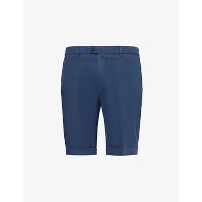 Corneliani Mens Navy Folded-hem Mid-rise Stretch-woven Shorts