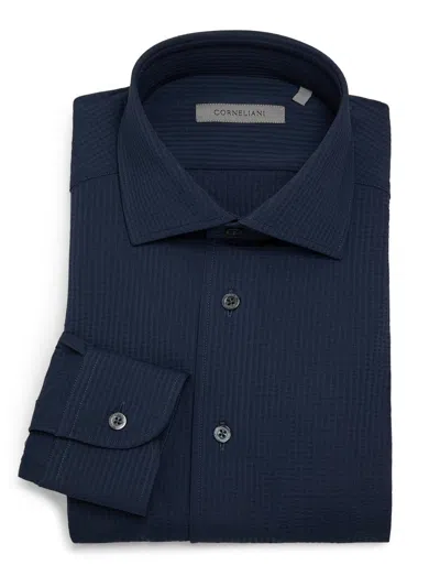 Corneliani Men's Performance Seersucker Shirt In Blue