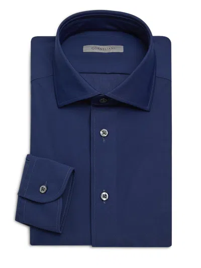 Corneliani Men's Performance Stretch-nylon Shirt In Blue