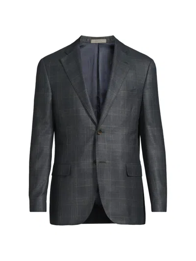 Corneliani Men's Plaid Silk-cashmere Sport Coat In Blue