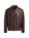 Corneliani Reversible Leather Jacket In Brown