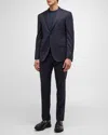 Corneliani Regular-fit Solid Woven Wool Suit In Dk Blu Sld