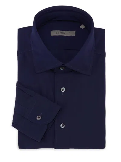Corneliani Men's Stretch Performance Shirt In Blue