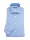 Corneliani Men's Stretch-chambray Button-front Shirt In Blue