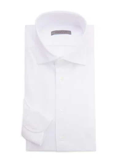Corneliani Men's Stretch-fabric Button-front Shirt In White