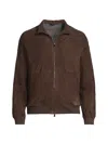 Corneliani Zip-front Suede Leather Jacket In Brown