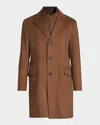 Corneliani Men's Virgin Wool Single-breasted Top Coat With Zip Insert In Brown