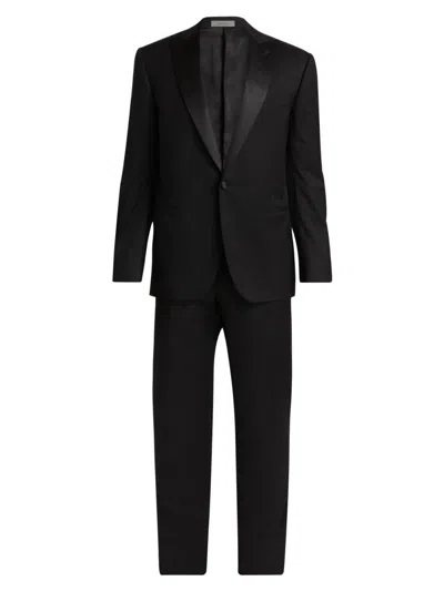 Corneliani Men's Virgin Wool Single-breasted Tuxedo In Black