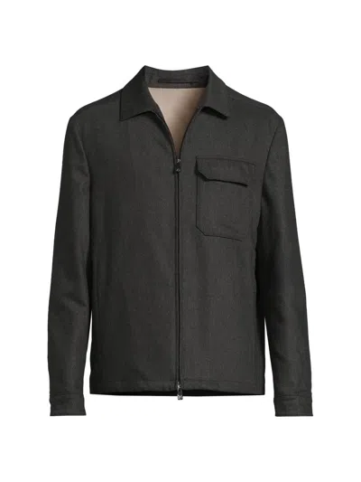 Corneliani Men's Water-resistant Wool-blend Shirt Jacket In Black