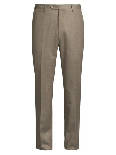Corneliani Men's Wool Flannel Slim-fit Trousers In Brown
