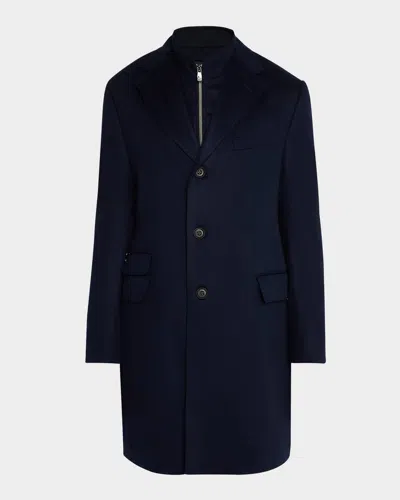 Corneliani Men's Wool Id Topcoat In Navy