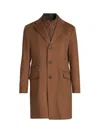 Corneliani Men's Virgin Wool Single-breasted Top Coat With Zip Insert In Brown