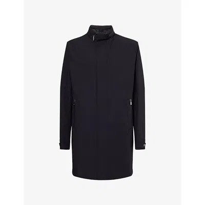 Corneliani Mens Black Concealed-hood Detachable-lining Waterproof Jacket