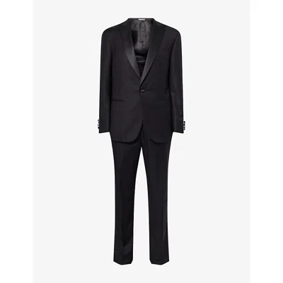 Corneliani Mens Notched-collar Single-breasted Wool Tuxedo Suit Black