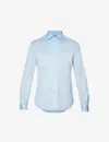 Corneliani Mens Blue Spread-collar Regular-fit Cotton-jersey Shirt In Blue