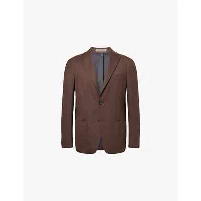 Corneliani Mens Brick Brown Whisper Single-breasted Silk-wool Blend Jacket