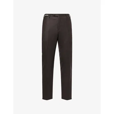 Corneliani Mens Brown Regular-fit Straight-leg Wool Trousers In Black